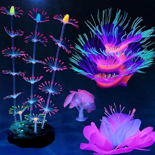 HIKTQIW artificial sea anemone coral pack showing the strong resin base and suction cups.
