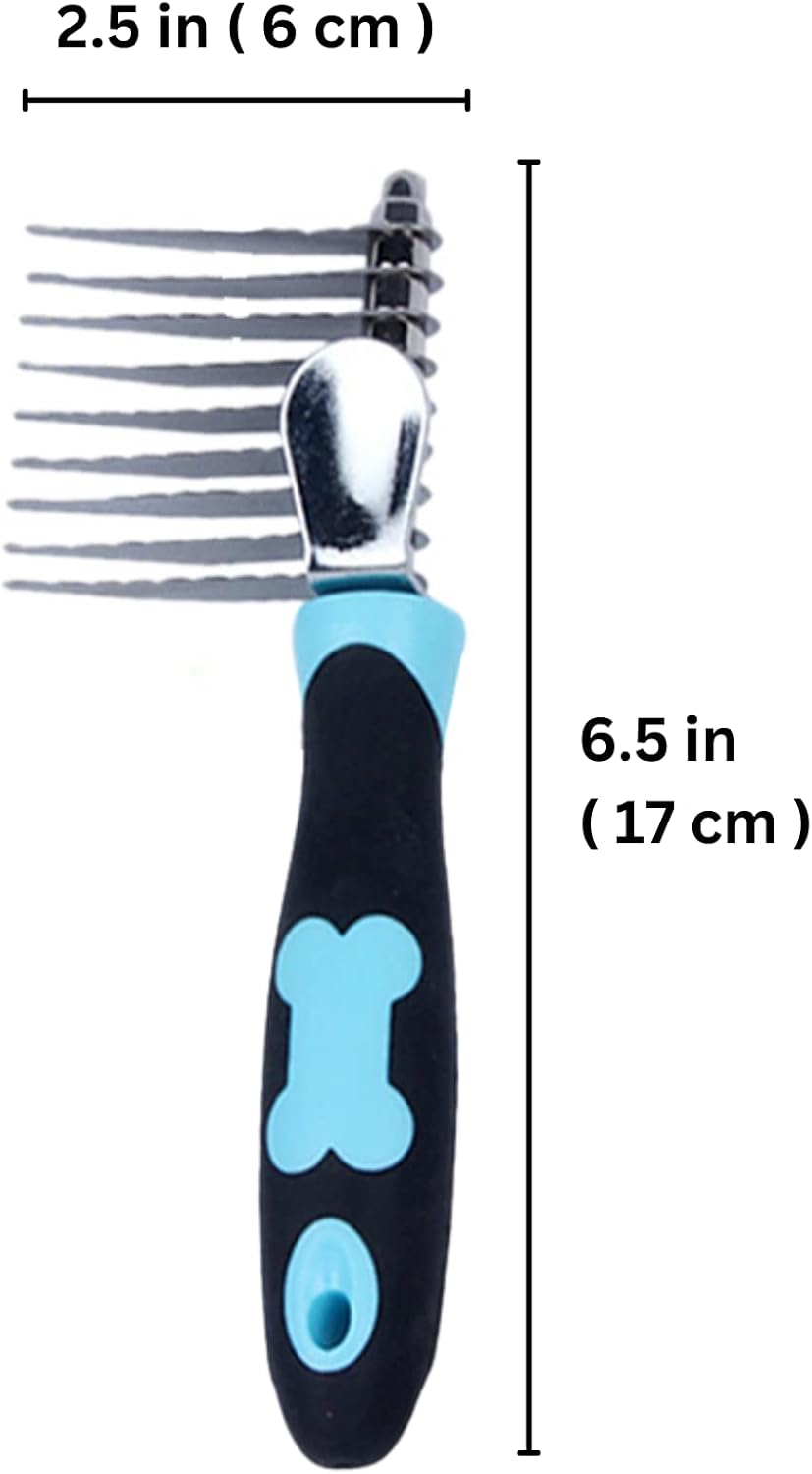 Authentic retail packaging and product view of the USA-imported SunGrow professional dog, cat, and bunny mat remover comb.