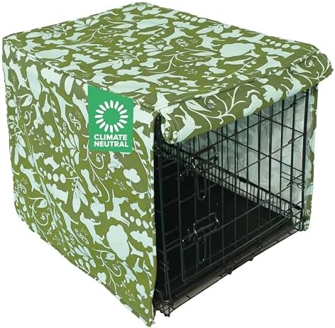 Molly Mutt 100 percent cotton canvas pet kennel cover showing rolled up side panel door