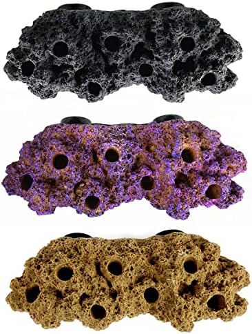 Floating rock coral shelf coralline purple texture detail showing pre-drilled plug holes.