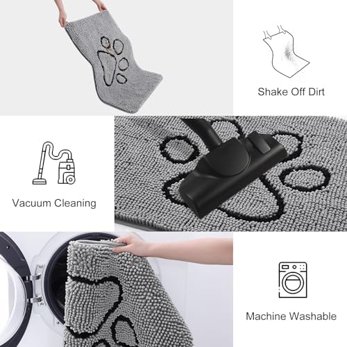 Smiry machine washable pet door mat being cleaned easily