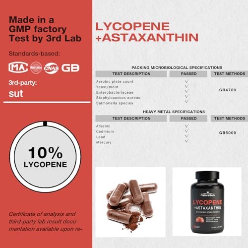 Sixty day supply bottle of USA imported lycopene astaxanthin immune support complex