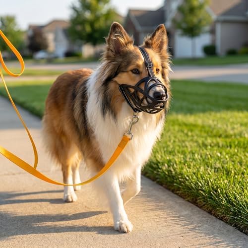 LH NTGR flexible rubber dog muzzle allowing panting and drinking