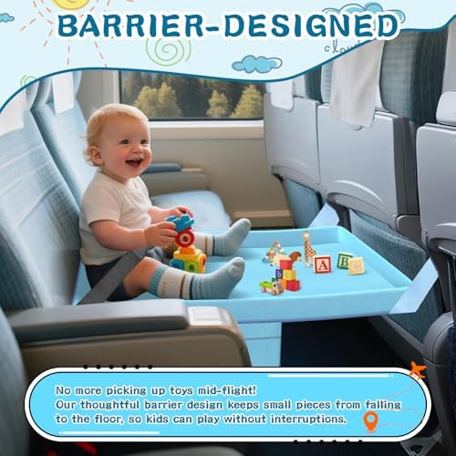 Omzer airplane seat extender packaging contents showcasing the blue velvet fabric bed and travel pouch.