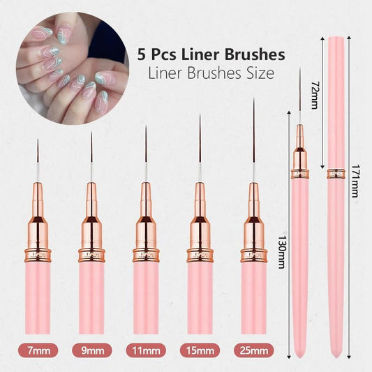 Close up of Dr.nail precision liner brushes for nail detailing