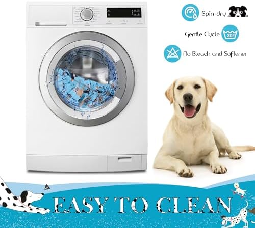 Breathable blue dog bed mattress cover showing secure elastic fit