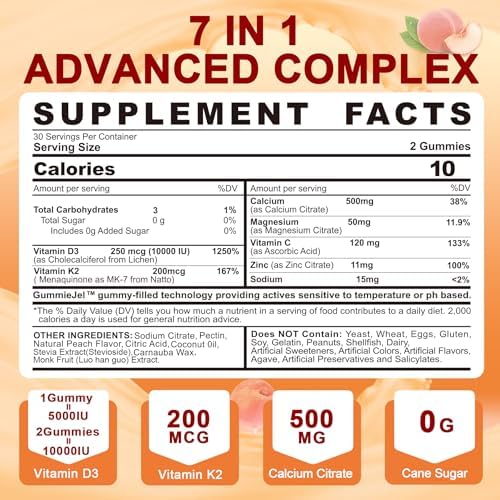 Lilicare Vitamin D3 K2 supplement bottle with peach flavor highlighted