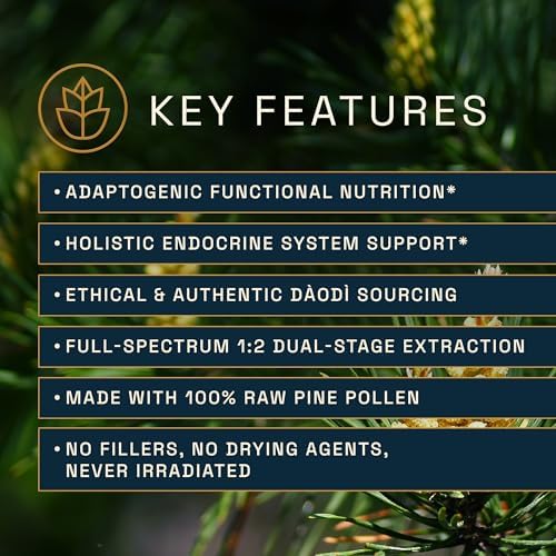 Raw Forest Foods Royal Pine Pollen 4 Fluid Ounce dual extraction liquid supplement label details