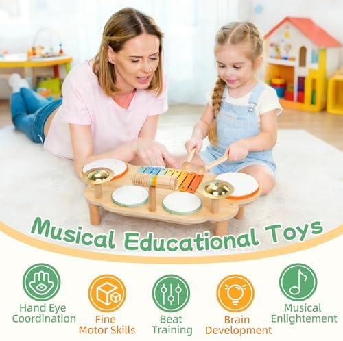 Premium USA imported packaging of the Montessori wooden drum kit for kids