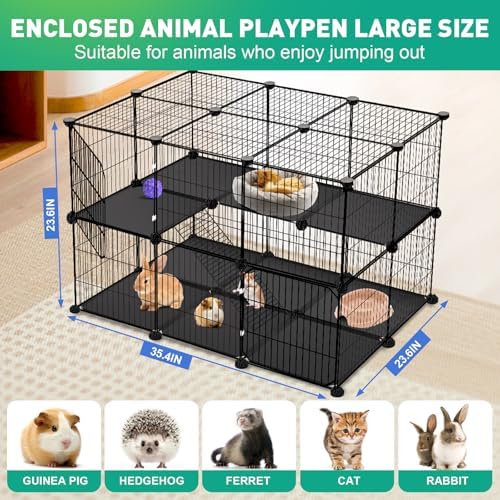 VISCOO 41 Panels Pet Playpen, 35.4" L x 23.6" W x 23.6" H Small Animal Playpen with 2 Doors, C&C Cage for Guinea Pigs,Rabbit,Bunny,Hedgehogs, Puppy Play Pen Indoor Outdoor, Two-Story Chicken Play Pen - Image 8
