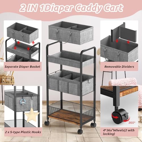 Lidtop multi-functional rolling storage cart in a modern room