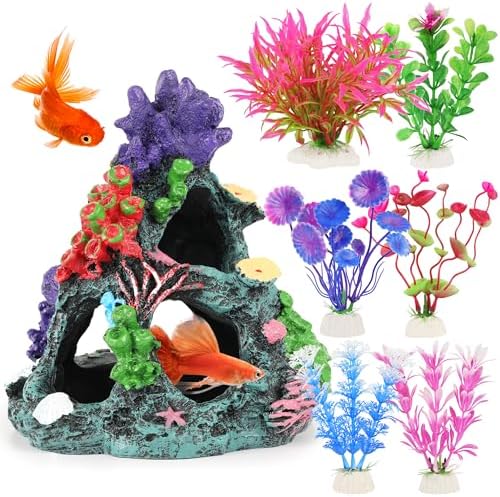MyLifeUNIT aquarium decoration mountain cave hideout for betta fish resting
