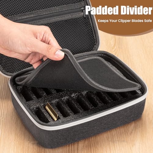 Noverlife compact clipper blade storage box placed next to travel luggage for portability demonstration.