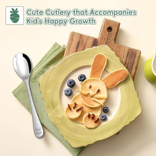 DRKIO safe metal kids cutlery set package contents showcasing all twelve premium spoons