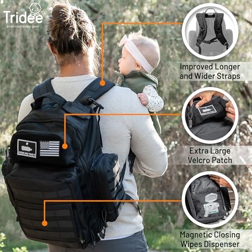Bolder Babies military diaper backpack showing insulated bottle pockets on the side