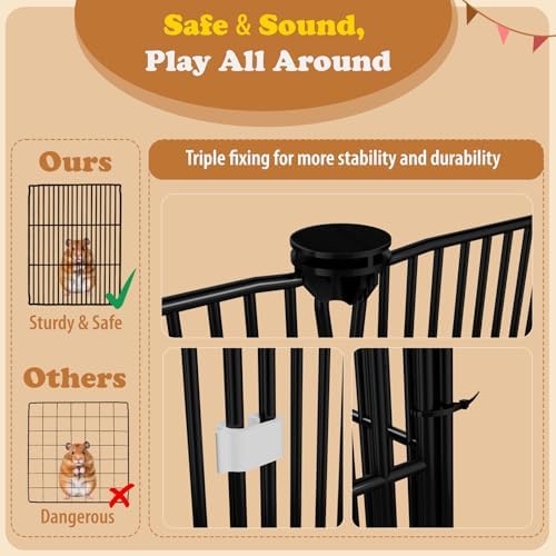 22 Panels Small Animal Playpen, Pet Playpen with Doors & Waterproof Mat, Metal Wire Yard Fence for Rabbits, Guinea Pigs, Hamsters, Chicken, Hedgehogs, Indoor Outdoor C&C Cage Black - Image 7