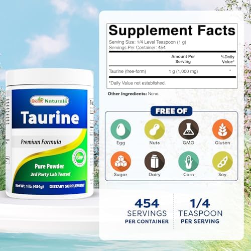 Pure taurine dietary supplement for liver and nervous system support