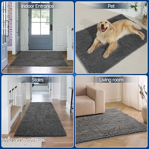 Naturei premium absorbent welcome rug demonstrating dirt trapping efficiency from shoes.