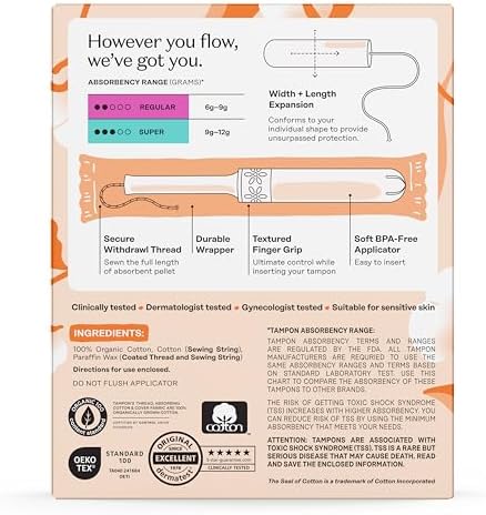 The Honey Pot Company unscented organic cotton tampons suitable for sensitive skin.