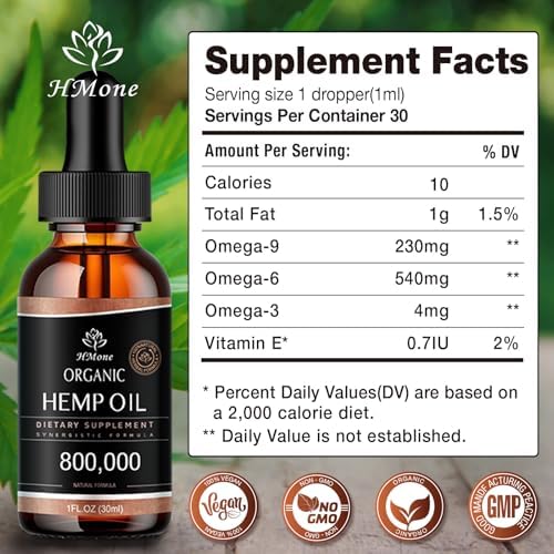HMone 1 fluid ounce hemp oil bottles