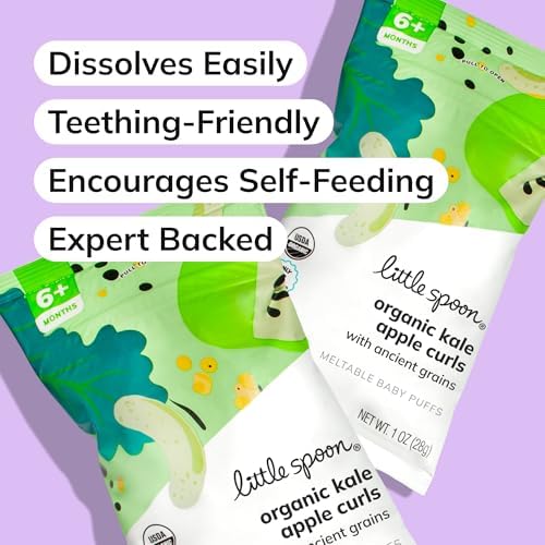 Little Spoon Kale Apple puffs dimensions and shape designed for toddler pincer grasp