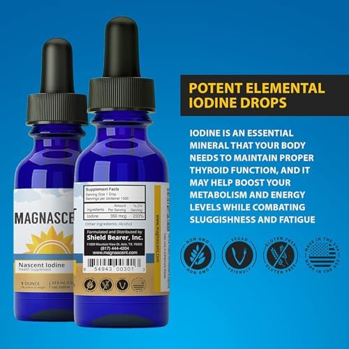 Magnascent nascent iodine supplement glass bottle with dropper