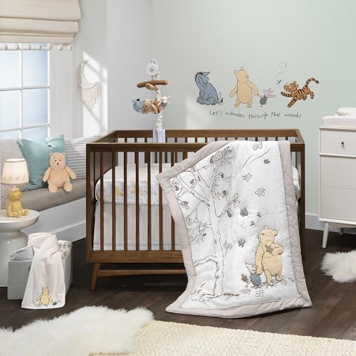 Full layout of the Lambs and Ivy storytime Winnie the Pooh changing pad cover demonstrating elasticized fit