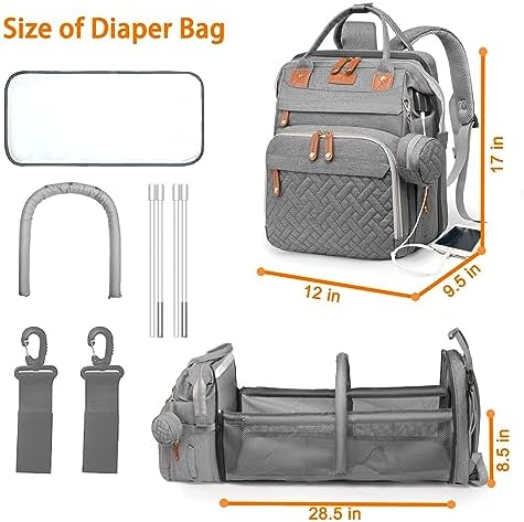 Rear view of Astro Alan grey diaper backpack showing thick padded shoulder straps for ergonomic comfort.
