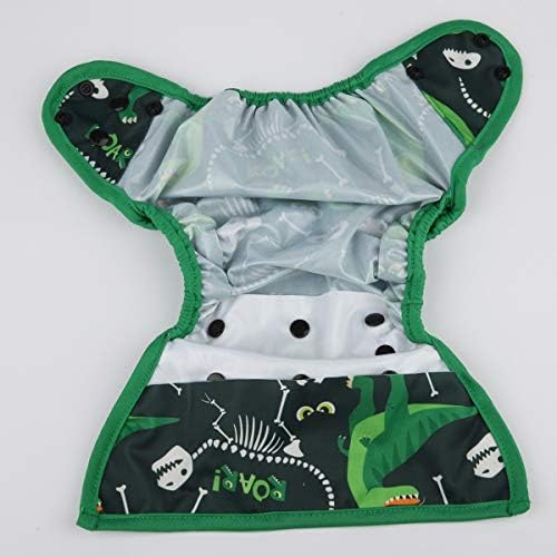 Sigzagor green dinosaur print diaper cover side profile