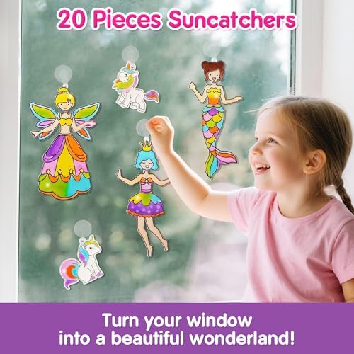 Complete contents of the Mocoosy DIY window art activity kit including suction cups