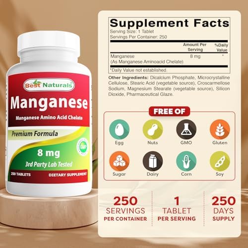 Authentic USA imported Best Naturals manganese supplement bottle