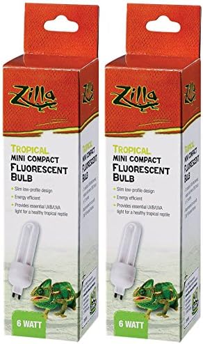 Zilla Mini Compact Tropical Fluorescent Bulb front view authentic imported reptile habitat lighting.