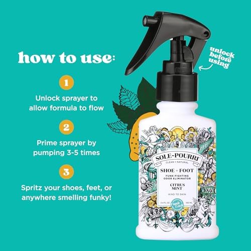 Natural citrus mint shoe deodorizer spray for gym bags