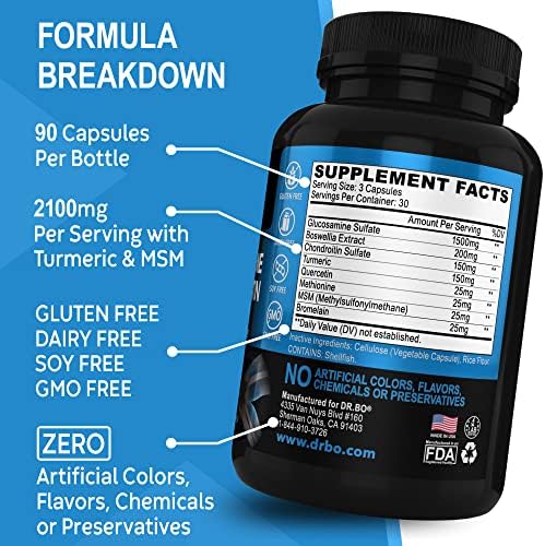 Glucosamine Chondroitin MSM Turmeric - Joints Health Supplement 2100mg Knee Bone & Joints - Joint Support Supplement Pills Advanced Glucosamine Sulfate Capsules Joint Supplements for Men Women Adults - Image 7