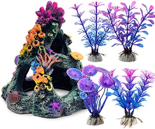GSD resin coral mountain cliff ornament with hand painted starfish and sea anemones