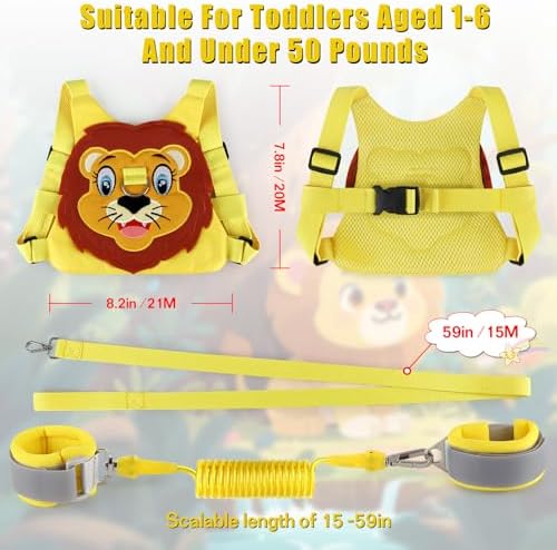 Toddler wearing Ez4uvoy safety harness with leash attached