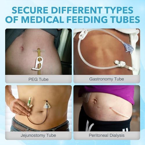 Packaging of the JJ CARE feeding tube belt detailing its universal compatibility with healthcare tubes.