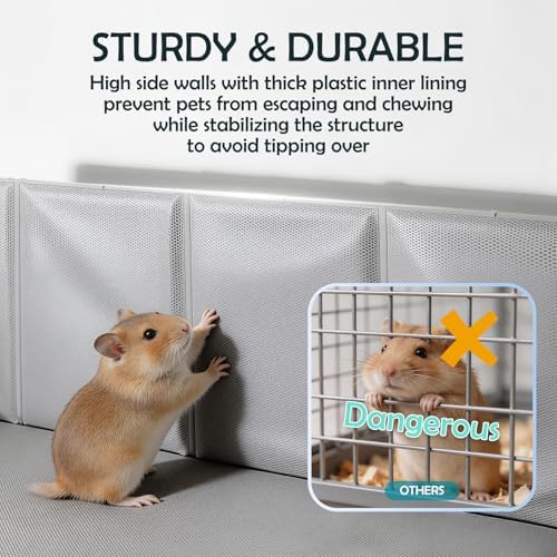 MEEXPAWS Small Animal Playpen, Foldable Hamster Guinea Pig Playpen for Indoors or Travel Large, 40" x 28" x 13", Waterproof, No Assembly Portable Guinea Pig Enclosure, Plastic Rat Ferret Play Pen - Image 7