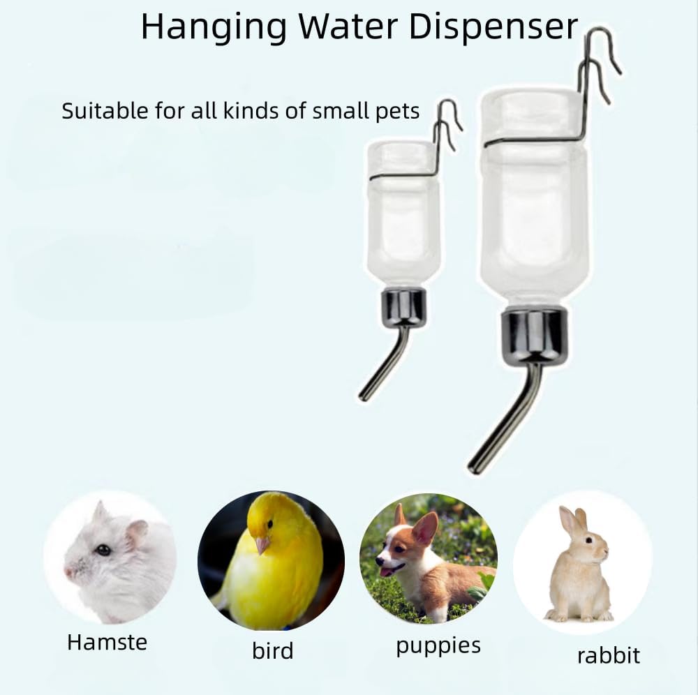 2 Pcs Pet Cage Water Bottle No Drip Small Animal Water Bottle, Hanging Waterer for Rabbit, Guinea Pig, Hedgehog, Squirrel, Rat, Chinchilla, Hamster Dispenser Bottle - Image 6