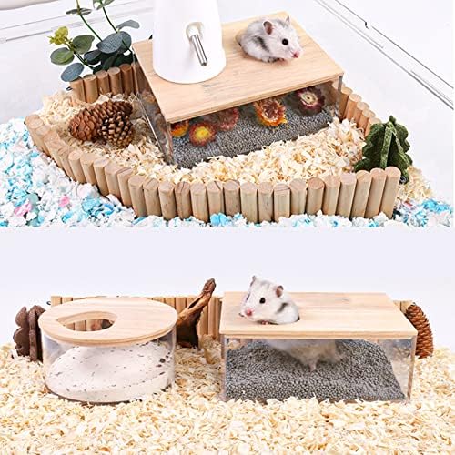 kathson Hamster Sand Bath Box Transparent Acrylic Small Animals Shower Bathtub Guinea Pigs Digging Sand Container Cage Accessories for Lemmings Gerbil Mice Hedgehog Chinchilla (Rectangle) - Image 7