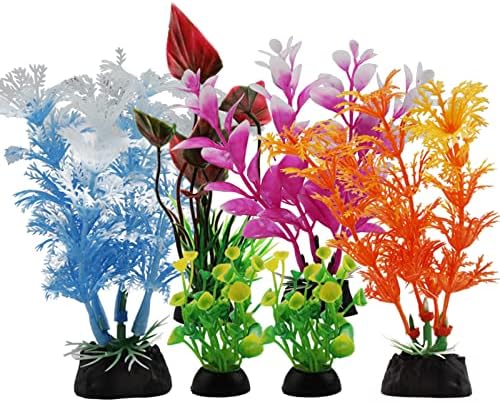 PietyPet plastic fish tank plants pack showing assorted mini aquatic vegetation.