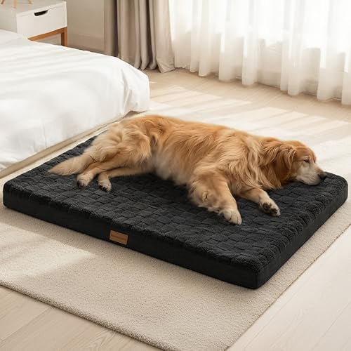 Patas Lague Orthopedic Dog Bed Large Sized Dog 36''X24'', Waterproof Soft Comfortable Egg Crate Foam Large Pet Beds Crate Mat with Removable Washable Cover and Nonskid Bottom, Black - Image 2