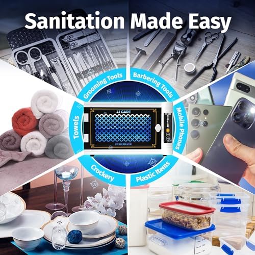 Professional nail and hair tools inside JJ Care UV sterilizer