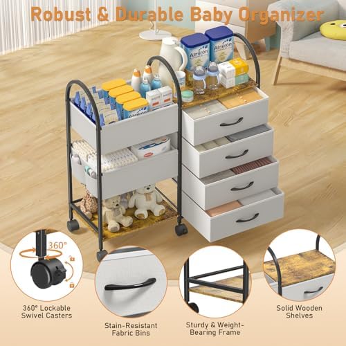 Onwayhome diaper organizer cart with customizable dividers