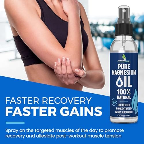 Pure unscented magnesium oil spray bottle on a clean background.