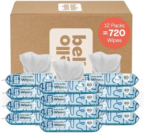 Hello Bello Extra Gentle Unscented Baby Wipes, Plant Based, Made with 99% Water and Aloe for Babies and Kids, 720 Count - Image 2