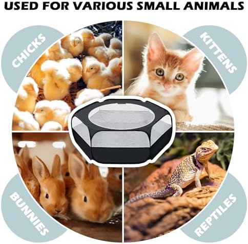 UWE Small Animal Playpen, Chicken Brooder Box with Cover Top, Portable Outdoor Exercise Pet Cage Tent, Waterproof Breathable Pet playpen Indoor for Chick Ktiien Bunny Hamster Guinea Pig, Black - Image 7