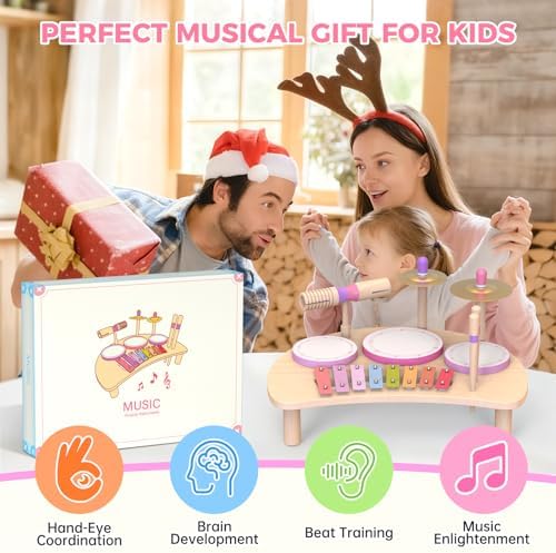Packaging box layout of the authentic USA imported Rmischolar baby musical instruments table.