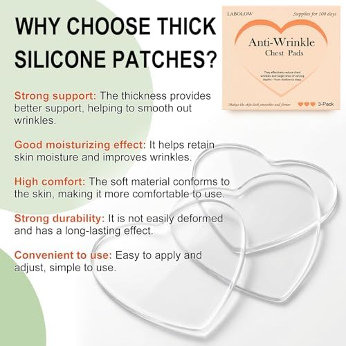 Before and after results showing firmer cleavage skin from using overnight silicone sheets