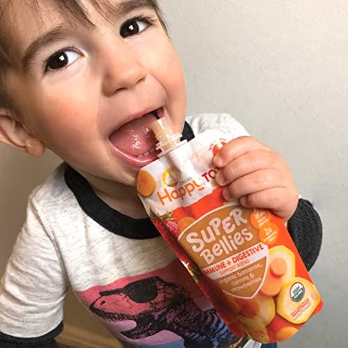 Four ounce organic baby food puree squeeze pouches for immunity and digestion support